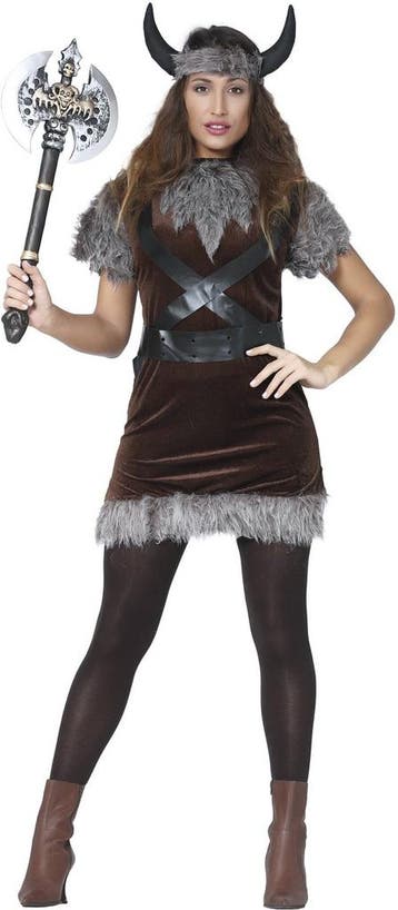 Viking Kostuum Bruin Grijs Dames, Kleding | Dames, Verzenden, Nieuw
