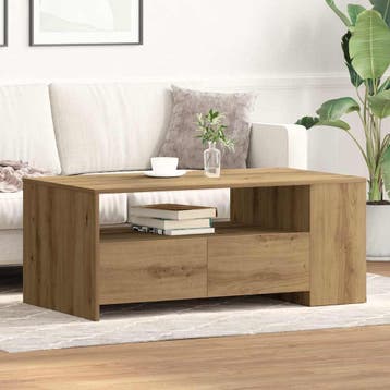 vidaXL Salontafel Artisan Eiken 102 x 55 x 43,5 cm Bewerkt, Huis en Inrichting, Tafels | Salontafels, Verzenden, Nieuw