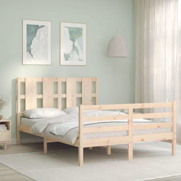 vidaXL Bedframe met hoofdbord massief hout, Verzenden, Nieuw