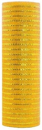 Decomesh metallic goudgeel 26 cm rol 9 meter voor kransen en, Nieuw