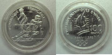 France Frankreich 100 Francs 1990 ProbeMunt Slalom Albert..., Verzenden
