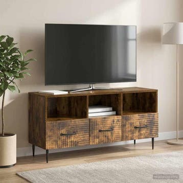 vidaXL TV Kast met lade Gerookt eiken 102 x 34,5 x 50 cm, Verzenden, Nieuw