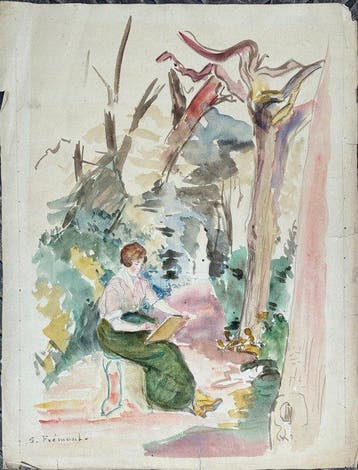 Suzanne Frémont (1876 -1962) - Autoportrait Peintre - Scène, Antiek en Kunst