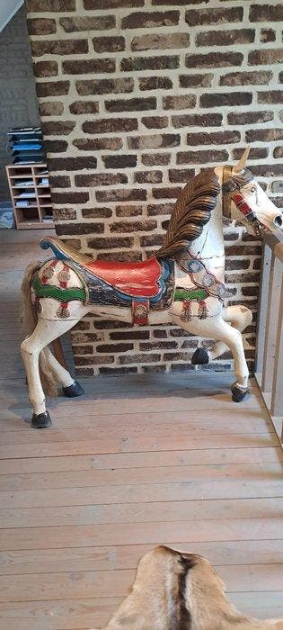 Decoratief ornament - houten kermis?paard,, Antiek en Kunst