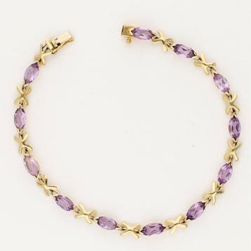 Gourmette - 14 carats Or jaune - 4.08ct. tw. Améthyste