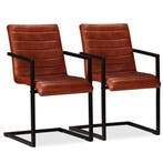 vidaXL Eetkamerstoelen 2 st echt leer bruin, Huis en Inrichting, Stoelen, Verzenden, Nieuw