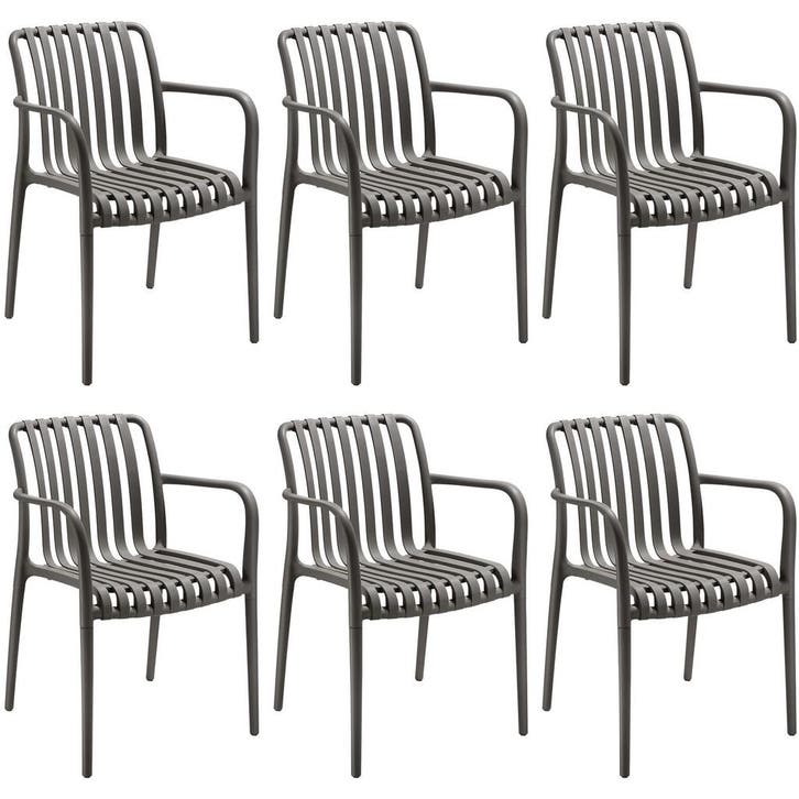 tectake Tuinstoelen Alcudia, weerbestendig, stapelbaar - ant, Tuin en Terras, Overige Tuin en Terras, Verzenden