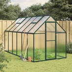 vidaXL Tuinkas met basisframe 334x169x195 cm aluminium groen, Verzenden, Nieuw