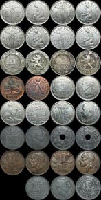 België. 39 Coins - Key Dates/German Occupation/Dual