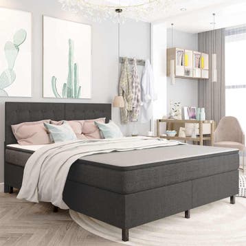 vidaXL Boxspring stof donkergrijs 180x200 cm, Verzenden, Nieuw