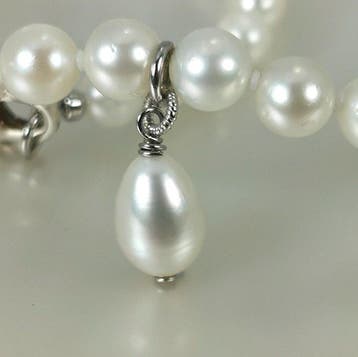 Halsketting Zilver Parel - Parel - Akoya-SSP Ø6x8 mm, Handtassen en Accessoires, Nieuw