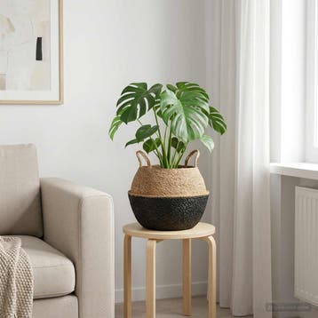 vidaXL Plantenpot met handvatten Zwart Ø 45 x 36 cm 100%, Tuin en Terras, Verzenden, Nieuw