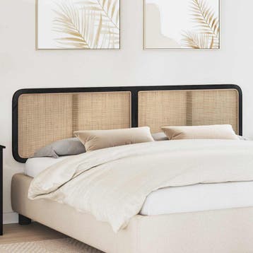 vidaXL Hoofdbord met hoofdeinde Zwart 200 x 55 x 3 cm Rattan, Huis en Inrichting, Verzenden, Nieuw