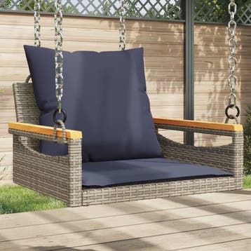 vidaXL Schommelbank met kussens 63x62x40 cm poly rattan, Verzenden, Nieuw