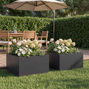 vidaXL Plantenbak 2 st Zwart 60 x 60 x 30 cm Koudgewalst, Verzenden, Nieuw