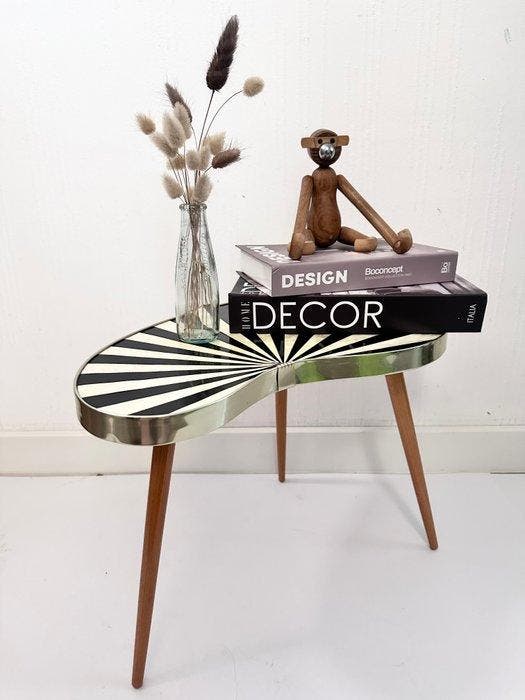 Table dappoint - stratifié, Bois, Laiton - vintage, Antiquités & Art, Art | Objets design