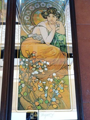 after Mucha - Mucha - Fotolijst (4)- Topaas, Smaragd,, Antiek en Kunst