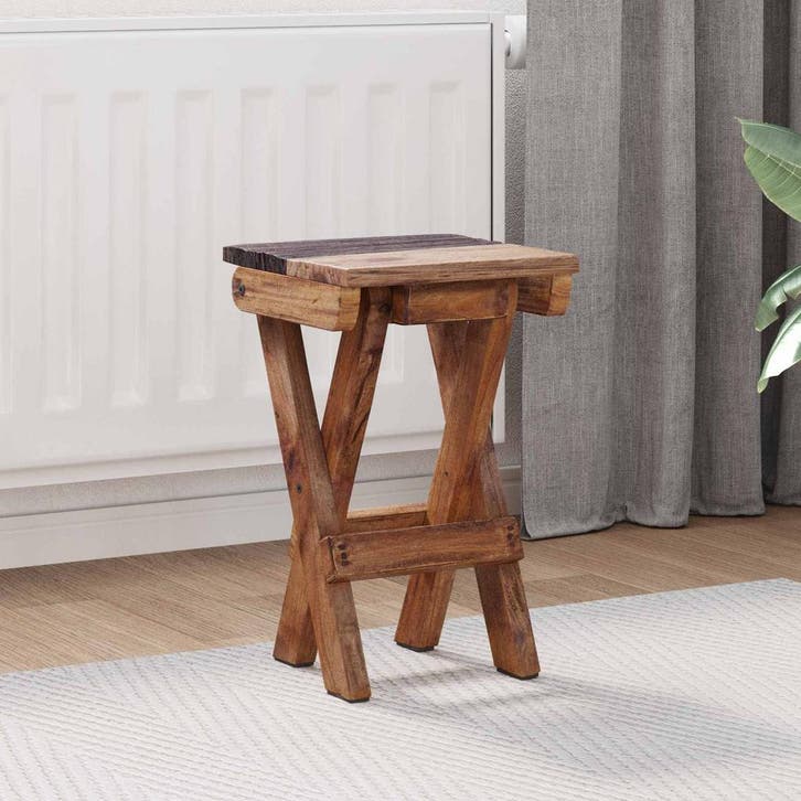 vidaXL Kruk Naturel 30 x 30 x 48 cm Massief gerecycled hout, Maison & Meubles, Chaises, Envoi
