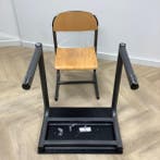 complete schoolset Ahrend 10 stoelen + 10 tafels, Antraciet, Gebruikt, Zwart, Hout, Eén