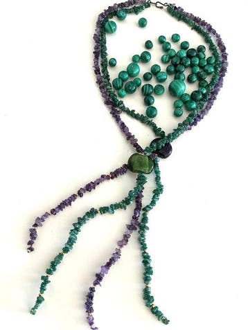 collier fait main avec deux cordons d’améthyste pourpre et