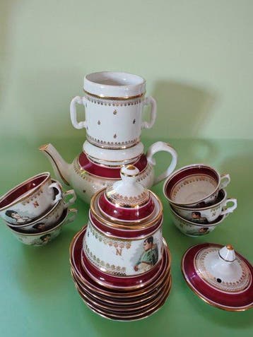 Deshoulieres - Service à thé (16) - Porcelaine, Or - service, Antiquités & Art
