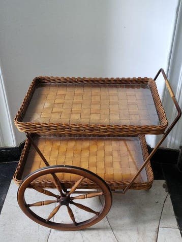 Serveerwagen - Hout - Serveerwagen – mandwerk en
