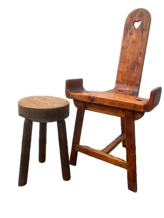 Kruk (2) - Hout - Brutalist, Antiek en Kunst, Curiosa en Brocante