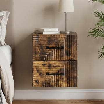 vidaXL Muurbevestigde Nachttafel Gerookt eiken 34,5 x 33 x, Verzenden