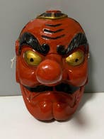 Noh masker - Hout, Groot houten gebeeldhouwd Nô-masker van