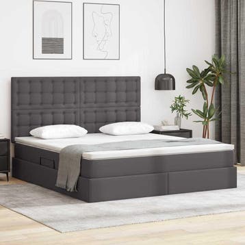 vidaXL Opbergbed met LED met hoofdeinde Grijs 160 x 200 cm, Huis en Inrichting, Verzenden, Nieuw