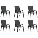 6 Tuinstoelen Zwart | Retour deal | 35% korting, Verzenden, Zo goed als nieuw, Textileen, Stapelbaar