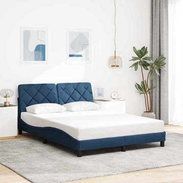 vidaXL Bedframe zonder matras stof blauw 140x190 cm, Verzenden, Nieuw