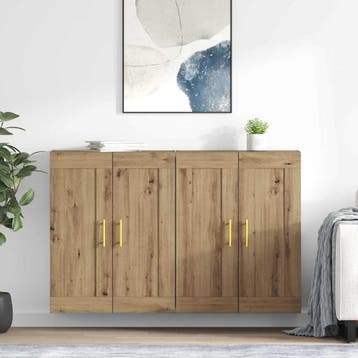 vidaXL Wandkast 2 st Artisan Eiken 69,5 x 34 x 90 cm Bewerkt, Huis en Inrichting, Verzenden, Nieuw