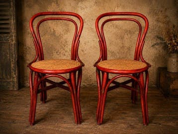 Stoel (2) - Bamboe, Vienna-stro - Stile thonet, Antiek en Kunst