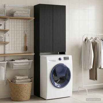 vidaXL Toiletkast ARNHEM Zwart 66 x 25,5 x 190 cm Bewerkt, Verzenden, Nieuw