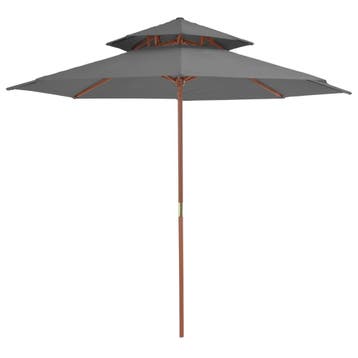 vidaXL Parasol dubbeldekker met houten paal 270 cm antraciet, Verzenden