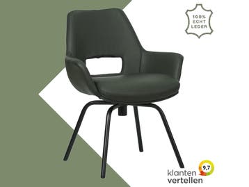 Leren draaibare eetkamerstoel Zippy - Toledo Verde, 60 tot 90 cm, Nieuw, Leer, Ophalen of Verzenden