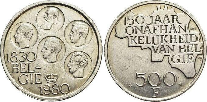 500 Francs 1980 Belgie-koenigreich Baudouin 1951-1993, Timbres & Monnaies, Monnaies | Europe | Monnaies non-euro, Envoi