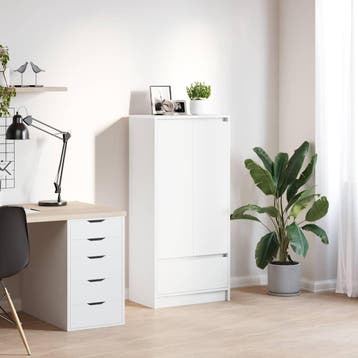 vidaXL Kast met lade 55,5x34x119,5 cm spaanplaat wit, Verzenden, Nieuw