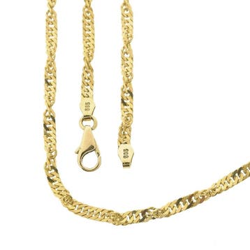 Gouden gedraaide gourmetschakel ketting, Ophalen of Verzenden, Gebruikt, Overige kleuren, Goud
