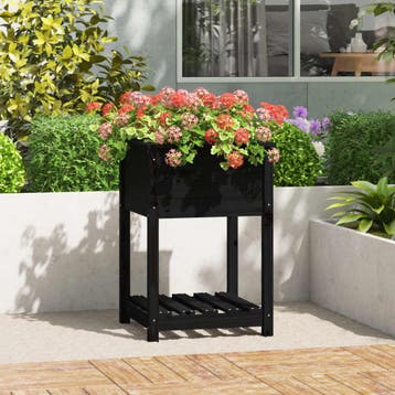 vidaXL Plantenbak met schap 54x54x81 cm massief grenenhout, Verzenden