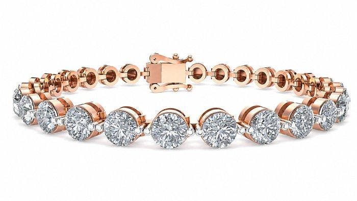 Armband - 14 karaat Roségoud - 4.32ct. tw. Diamant, Handtassen en Accessoires, Armbanden