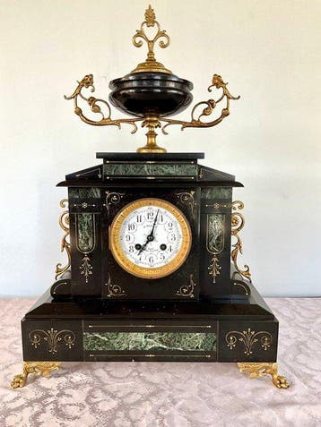 Pendule - Marmer, Brons, Glas, Zinklegering - 1850-1900