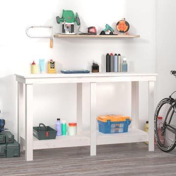 vidaXL Werkbank 140x50x80 cm massief grenenhout wit, Verzenden, Nieuw