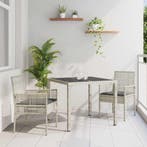 vidaXL Tuin Eettafel Set 3 pcs Lichtgrijs poly rattan, Verzenden, Nieuw