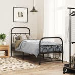 vidaXL Bedframe met hoofd- en voeteneinde metaal zwart, Verzenden