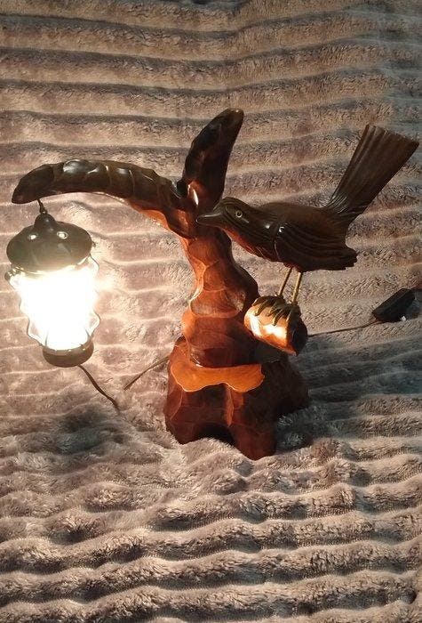 Aldo Tura - Lampe - lampe - Bois, Laiton - Lampe en bois, Antiek en Kunst, Antiek | Verlichting