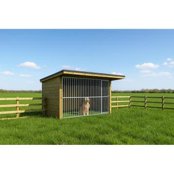 Niche en bois pour chiens 3,20 x 2 m + surplomb
