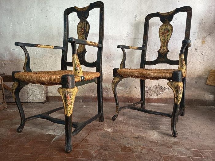 Fauteuil (2) - Hout, stro, Antiek en Kunst, Antiek | Overige Antiek