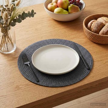 vidaXL Jute Placemat 12 st Donkergrijs 100% Tossa Jute, Maison & Meubles, Verzenden